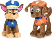 Paw Patrol knuffels setje van 2x karakters Chase en Zuma 27 cm - Kinder speelgoed hondjes cadeau