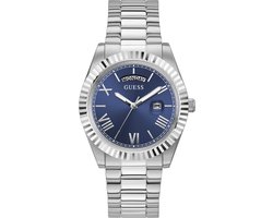 Guess Heren Horloge GW0265G7 Staal Quartz met Donker Blauwe Wijzerplaat