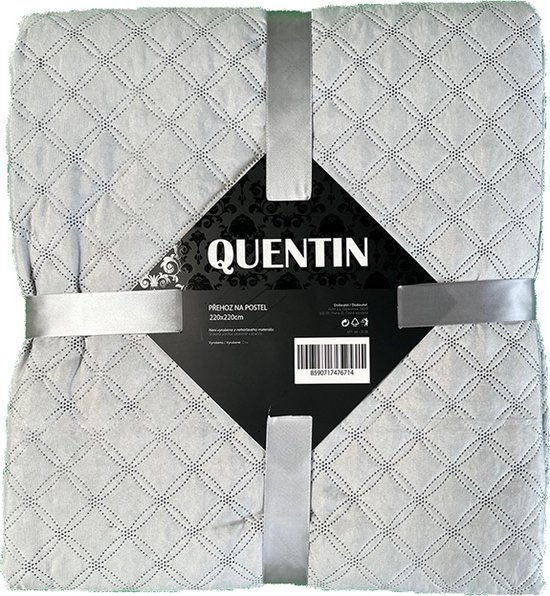 Quentin - Bedsprei - 220x220cm – Lichtgrijs