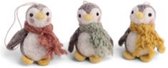 Baby Pinguïns Vilten Pastelkleurige Kersthangertjes - set van 3 - Fair Trade en Handgemaakt in Nepal