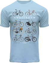 Fox Originals Eight Bikes T-shirt Amsterdam Heren & Dames Sky Blue Blauw