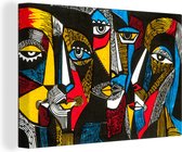 Canvas Schilderij Schilderij - Kubisme - Olieverf - Masker - 30x20 cm - Wanddecoratie
