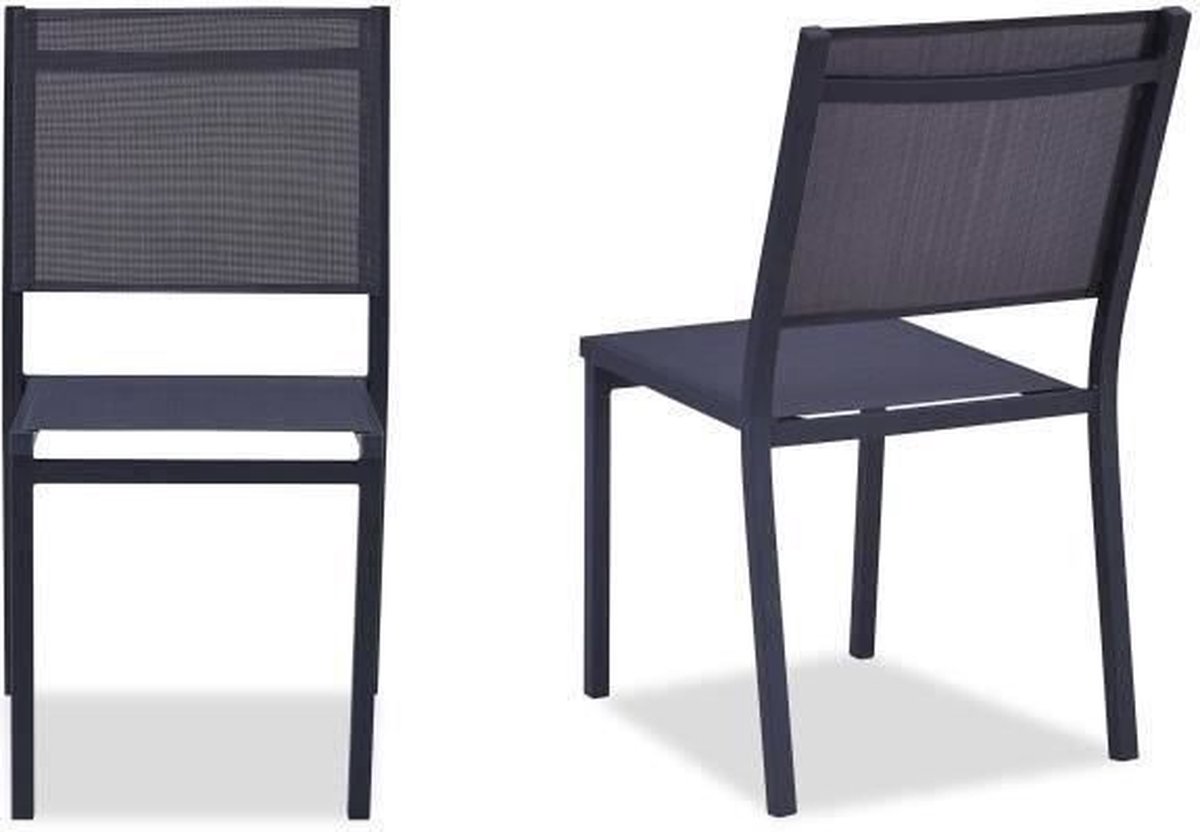 Set van 2 aluminium stoelen - 48 x 56 x 87 cm - Grijs