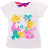 Eenhoorn tshirt meisje - gekleurd eenhoorn shirt - Unicorn T-shirt coloured - maat 104/110 / M - meisjes eenhoorn shirt 3 - 4 jaar