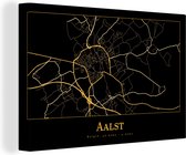 Peintures sur Toile Carte - Alost - Zwart - Or - 120x80 cm - Décoration murale