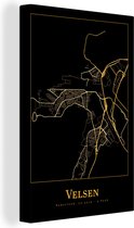 Carte Peinture sur Toile - Velsen - Luxe - Or - Zwart - 60x90 cm - Décoration murale