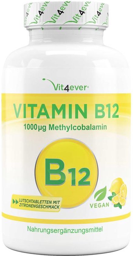 Vitamine B12 - 1000 mcg | 365 zuigtabletten | Citroensmaak | Veganistisch | Premium: Actieve Methylcobalamine | Hoge Dosis | Vit4ever