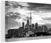 Canvas Schilderij Skyline van Toronto in Canada - zwart wit - 30x20 cm - Wanddecoratie