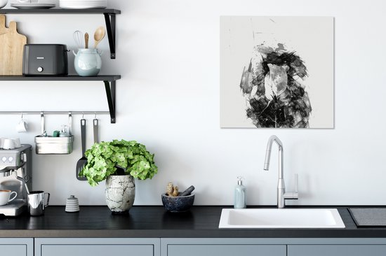 Tableau sur toile Rose - Fleurs - Peinture - Zwart - Wit - 50x50 cm - Décoration murale