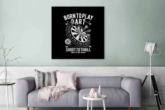 Toile Peinture Mancave - Jeu de Fléchettes - Fléchettes - Rétro - 90x90 cm - Décoration murale