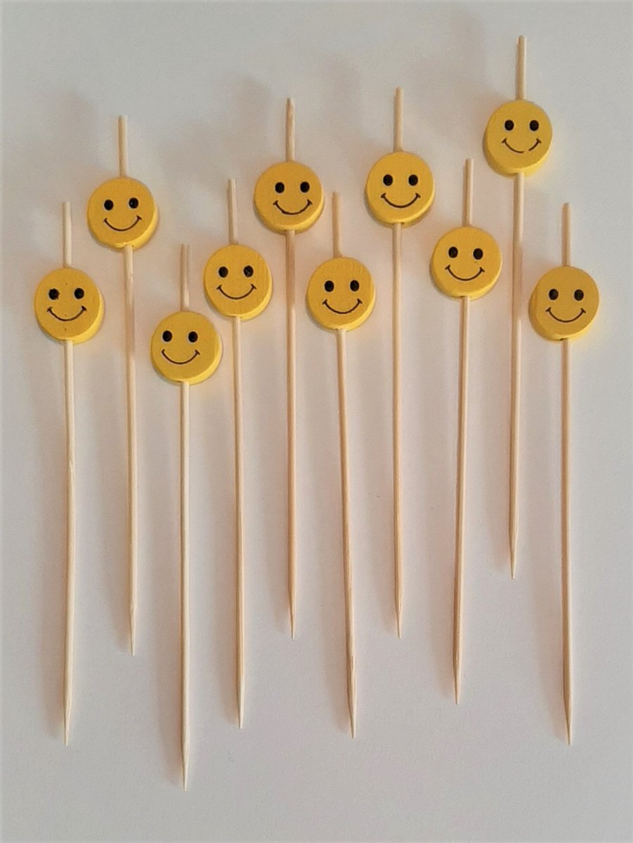 cocktailprikkers Smiley cocktail prikkertjes sandwich sticks 12 stuks