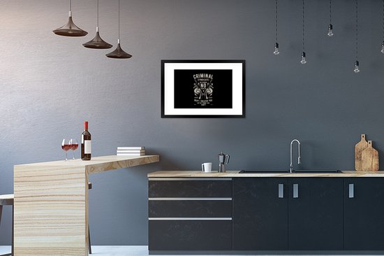 Cadre photo avec affiche - Mancave - Armes - Crime - Vintage - 60x40 cm - Cadre pour affiche