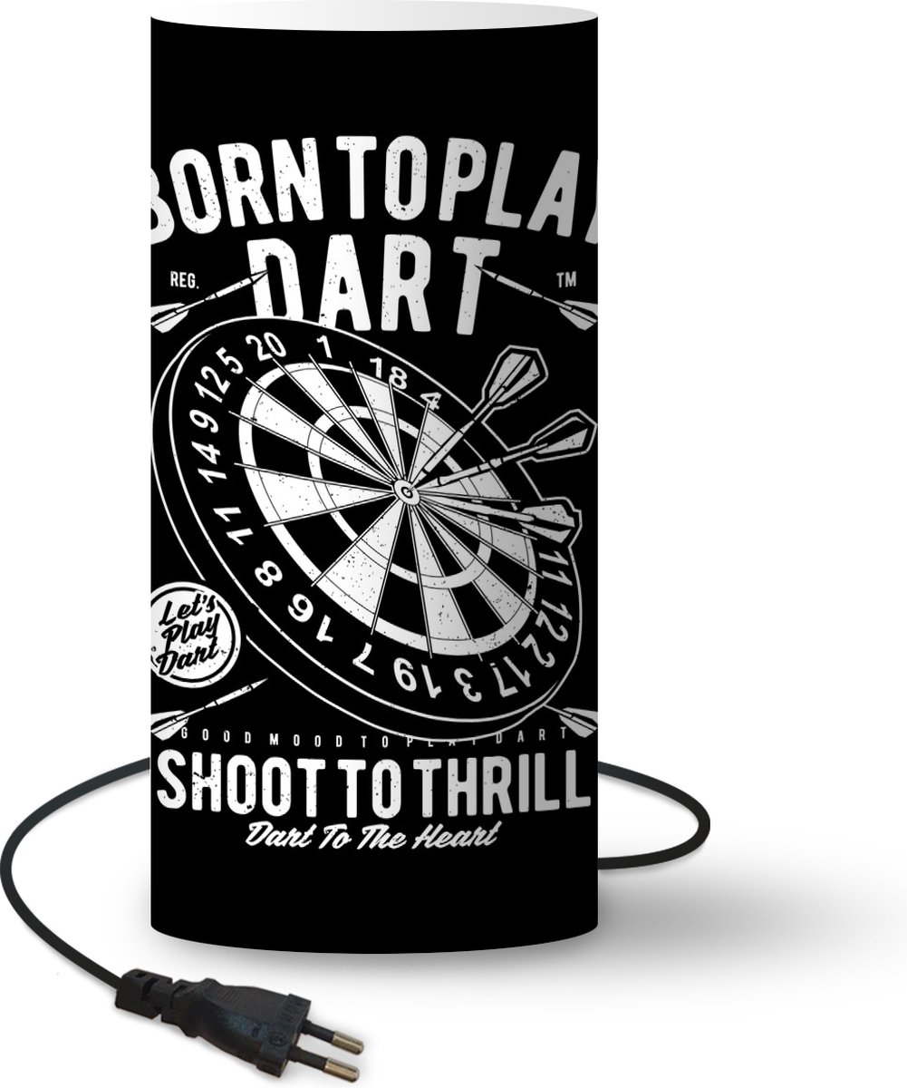 Lamp - Nachtlampje - Tafellamp slaapkamer - Mancave - Dartbord - Dartpijlen - Vintage - 33 cm hoog - Ø15.9 cm - Inclusief LED lamp