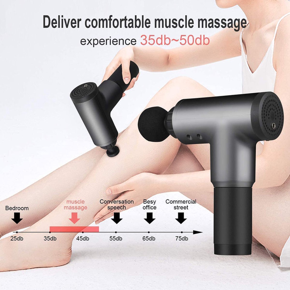 Afbeelding 3 van Mowa Massage gun - Massage pistool - Spier massage - Elektrisch - Ontspanning - Sport - Zwart