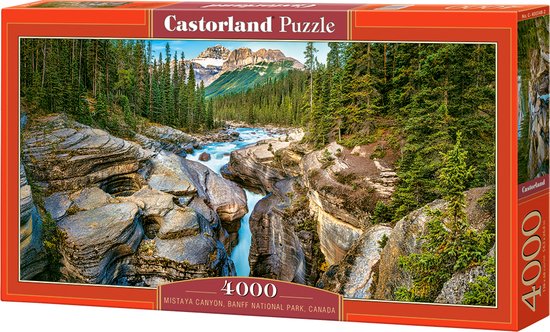 Castorland puzzeldoos met de afbeelding van Mistaya Canyon in Banff National Park, Canada. 4000 stukjes.