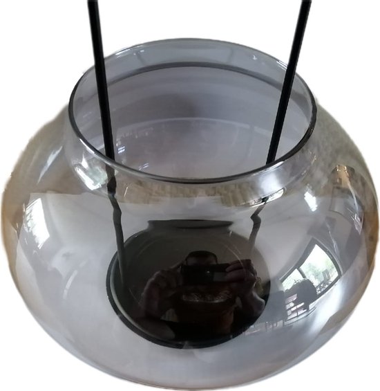Balivie - Lantaarn - Decoratieve Lantaarn - Windglas - Dark Grey - Bodemplaat voor stompkaars met hengsel - Zwart - Ø25xH27,5 cm