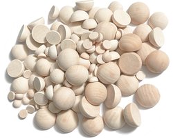 Set van 400 halve bollen (dia: 15 mm, dikte: 7.5 mm, schima hout)