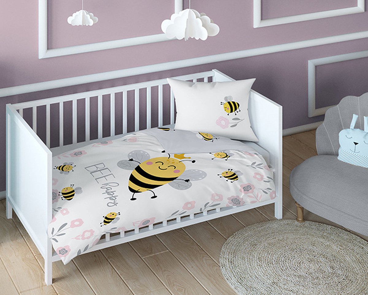 Vizaro - Baby Duvet cover, pillowcase for LEDIKANT 70x140cm - 100% COTTON - Dim. 100x135cm, 30x60cm - TOP QUALITY made in the EU, OekoTex certified - C. Small white stars