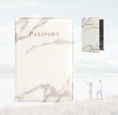 Thousandtravelmiles® – Paspoort Hoes - Paspoort Cover Marmer Grijs – Kunstleer – Inclusief pashouder – Spatwaterdicht