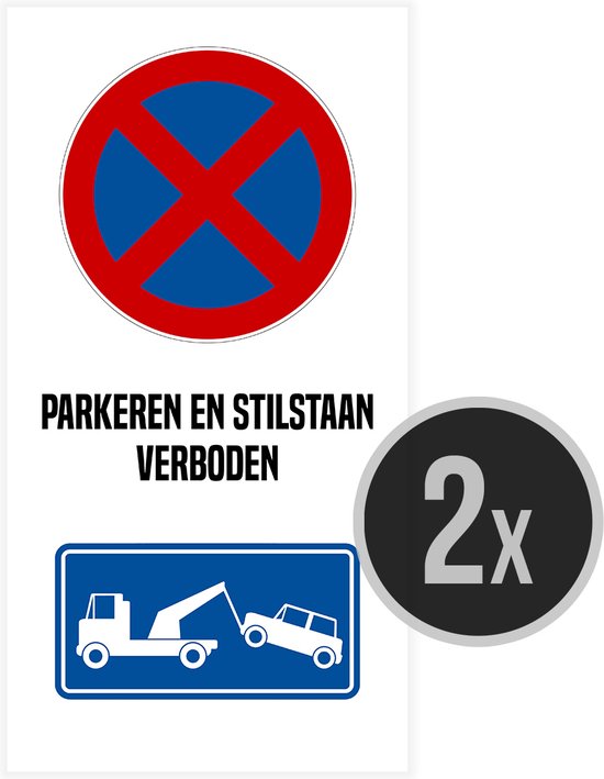 Pictogram Bord Parkeren En Stilstaan Verboden 20 X 40 Cm Privaat Parking