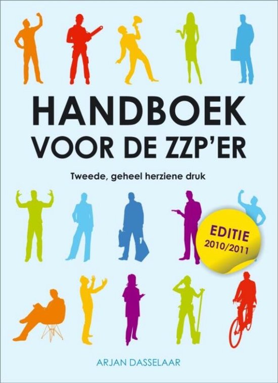 Handboek voor de zzp'er, tweede geheel herziene druk, met kleurrijke silhouetten van mensen.