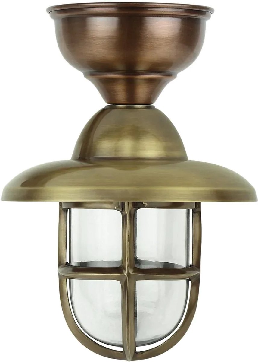Scheepslamp Buiten hanglamp antiek koper messing maritiem nautisch - 32 cm