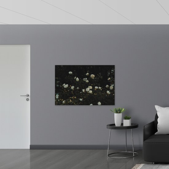WallClassics - Drapeau - Buisson à Fleurs Witte - 120x80 cm Photo sur Drapeau Polyester