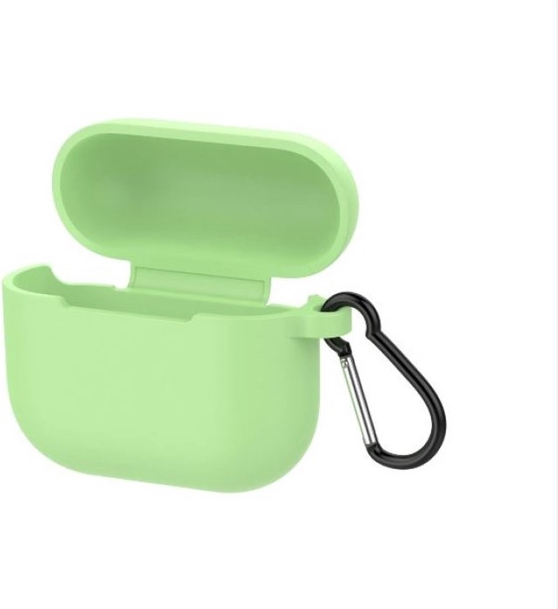 Siliconen case - geschikt voor airpods 3 - met karabijnhaak - matcha groen