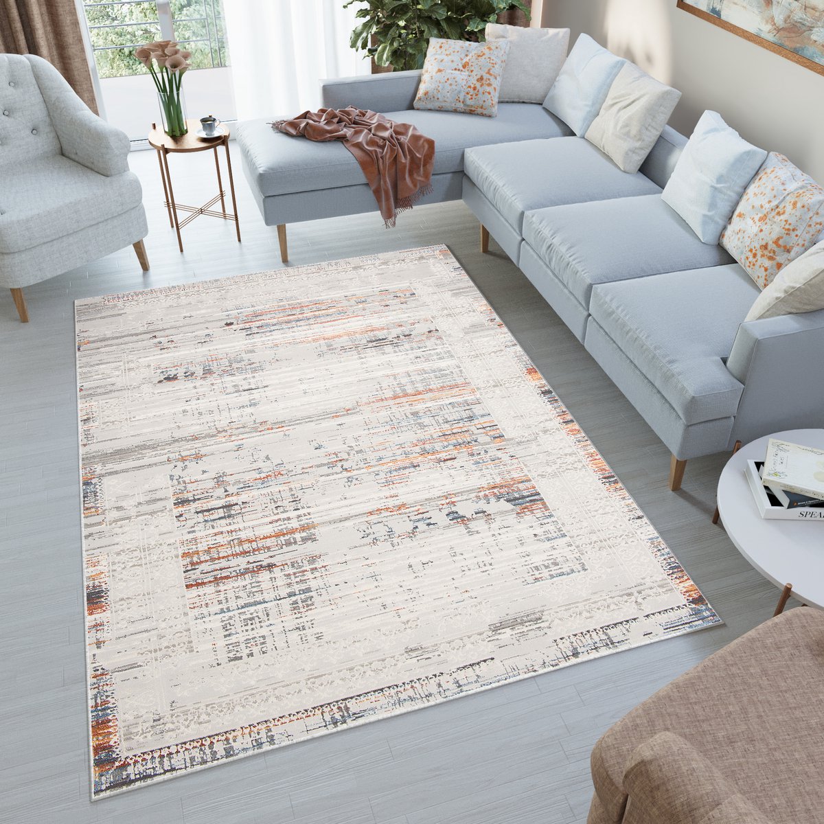 Tapiso Venezia Vloerkleed Beige Modern Vintage Woonkamer Tapijt Maat- 120x170 Beige Oranje 2