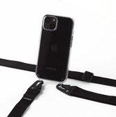 Apple iPhone 13 Pro silicone hoesje transparant met oortjes en verticale brede band zwart