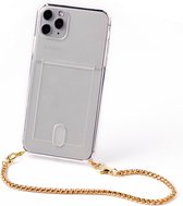 Apple iPhone 13 Pro silicone hoesje transparant met korte gouden ketting