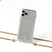 Apple iPhone 13 Pro silicone hoesje transparant met lange gouden ketting