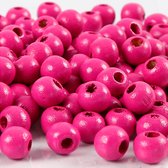 Houten kralen, roze, d 8 mm, gatgrootte 2 mm, 15 gr/ 1 doos, 80 stuk