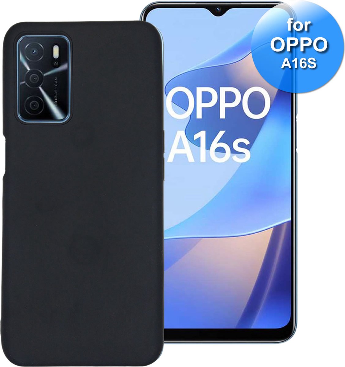 Telefoonhoesje geschikt voor de OPPO A16 s - Siliconen Back Cover - Hoesje - Zwart
