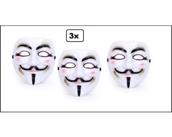 3x Masker Vendetta wit - EAN 8720823809766 - Halloween| film| themafeest |movie |griezel| vendetta |Guy| V |creepy