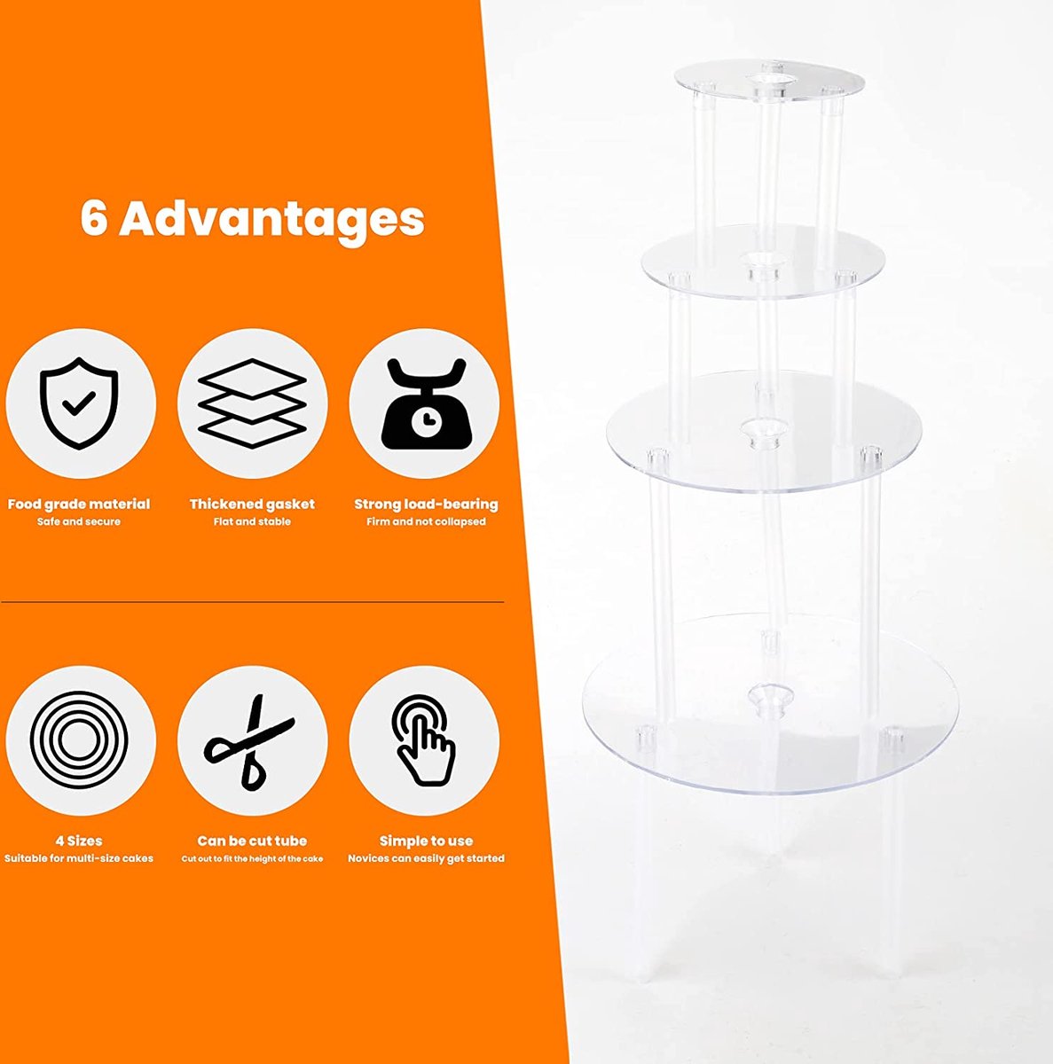 Lot De 4 Boîtes à Gâteaux Portables Avec Présentoir à Gâteaux