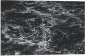 WallClassics - Vlag - Golvende Zee Zwart/Wit - 60x40 cm Foto op Polyester Vlag