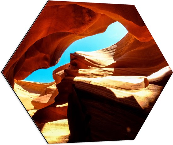 WallClassics - Dibond Hexagon - Antelope Canyon - 70x60.9 cm Foto op Hexagon (Met Ophangsysteem)