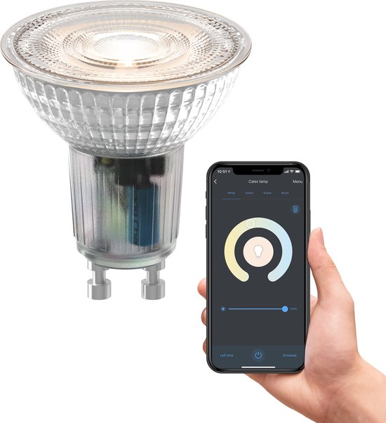 Calex Slimme Lamp - Wifi LED Verlichting - GU10 Smart Lichtbron - Dimbaar - Warm Wit licht - 4.9W