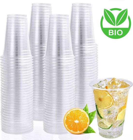 binnen bundel maïs Bio Plastic Bekers - 140 stuk(s) - 250 ml - Transparant - Cups - Plastic  Glazen | bol.com