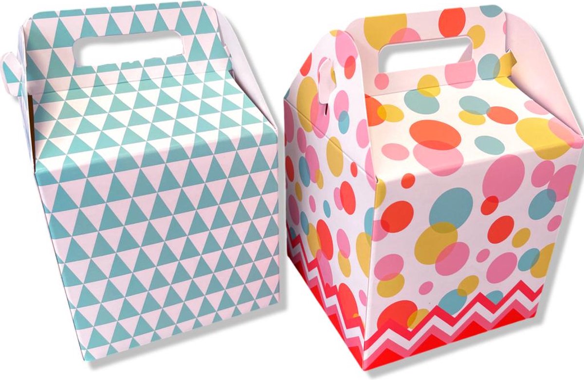 Hoomark 4 Cadeaudoosjes - 10,5x10,5cm - Gekleurd papier - 2 dessins