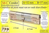 M&C Condor - High Security deurcilinder  - SKG*** - 52x57 mm - Politiekeurmerk Veilig Wonen  -  inclusief gereedschap montageset