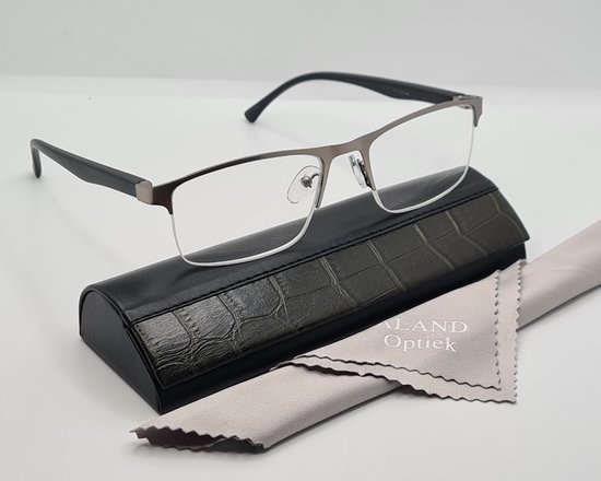 Bril op sterkte +2,5 – elegante unisex leesbril +2.5 – zilver – leesbril met brillenkoker en microvezeldoekje – Most343 C3 – Ronde lunettes -…