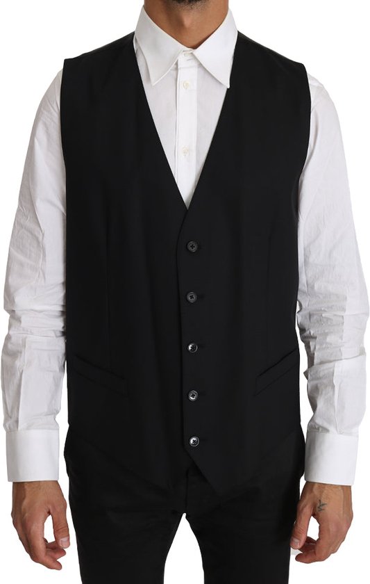 Dolce & Gabbana Black Wool Waistcoat Dress Formal Vest