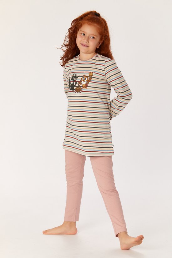 Woody pyjama meisjes/dames - multicolor gestreept - uil - 222-1-BLB-S/931 - maat 176