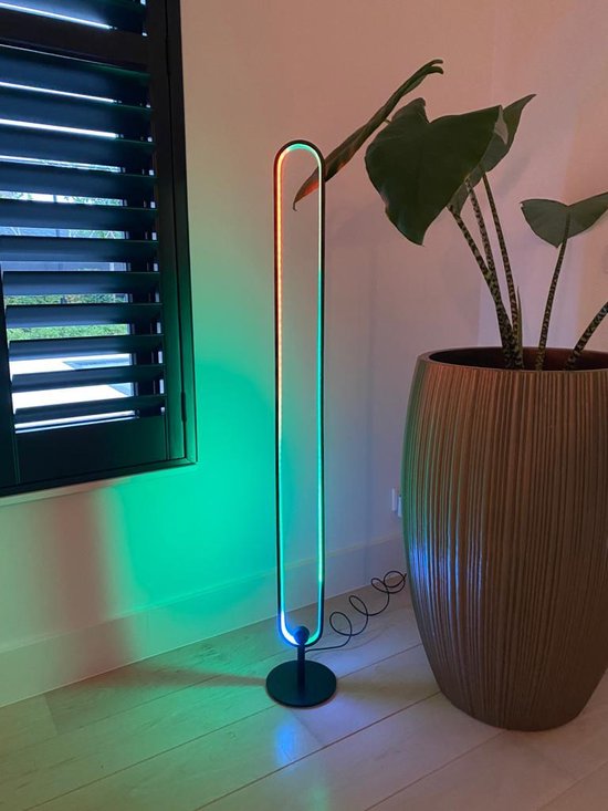 NoaLED x - Vloerlamp - zwart - + Afstandsbediening - Ovaal - Led Lamp - Staande lampen - RGB lamp- Zwart