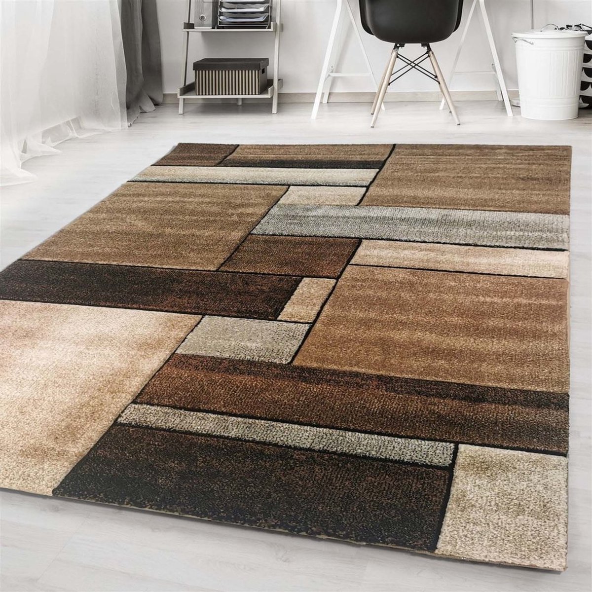 flycarpets Kristal Modern Vloerkleed - 160x230cm - Bruin/Grijs