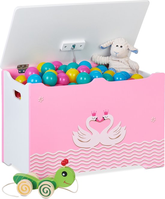 Relaxdays speelgoedkist - speelgoed opbergkist met deksel - grote speelgoedbox kinderkamer