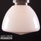 Art deco plafondlamp Glasgow | Ø 30 cm | staal / wit / opaal glas | gispen / retro / jaren 30
