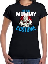 Verkleed t-shirt mummy costume zwart voor dames - Halloween kleding XL